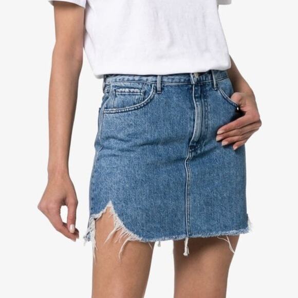 3x1 Celine Denim Distressed Mini Skirt 26 - Picture 1 of 9